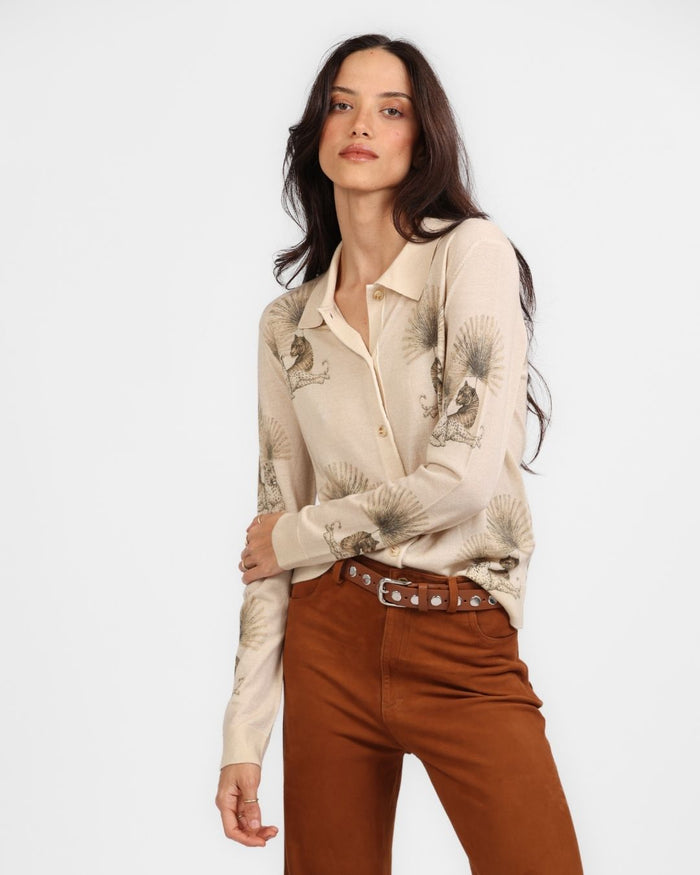 Cardigan Cleo Panther Ecru