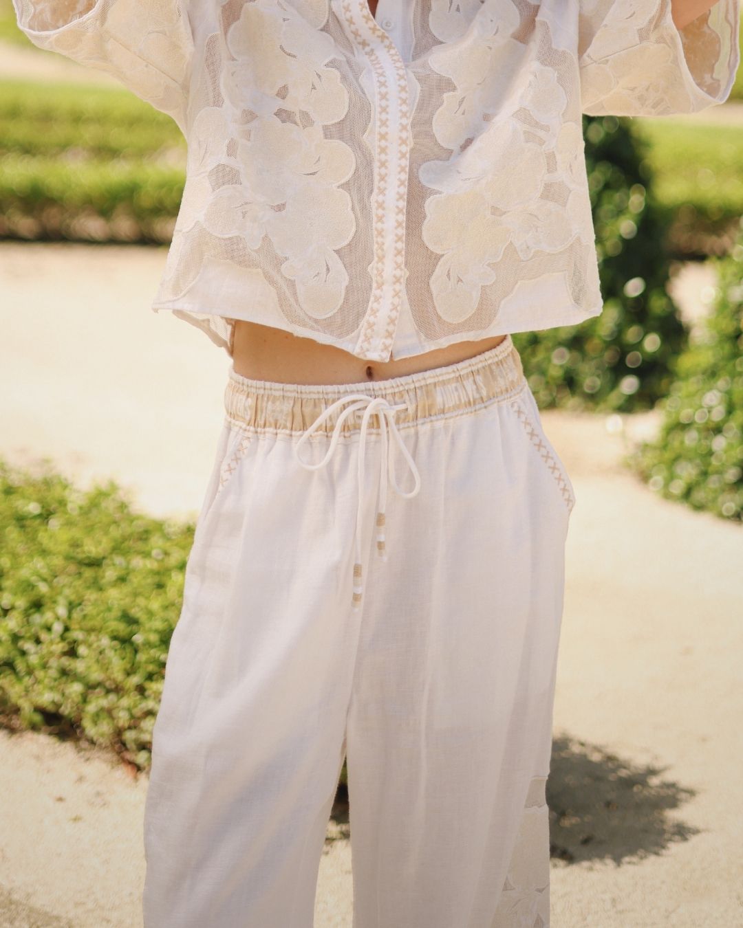 Pant Wild Flower White
