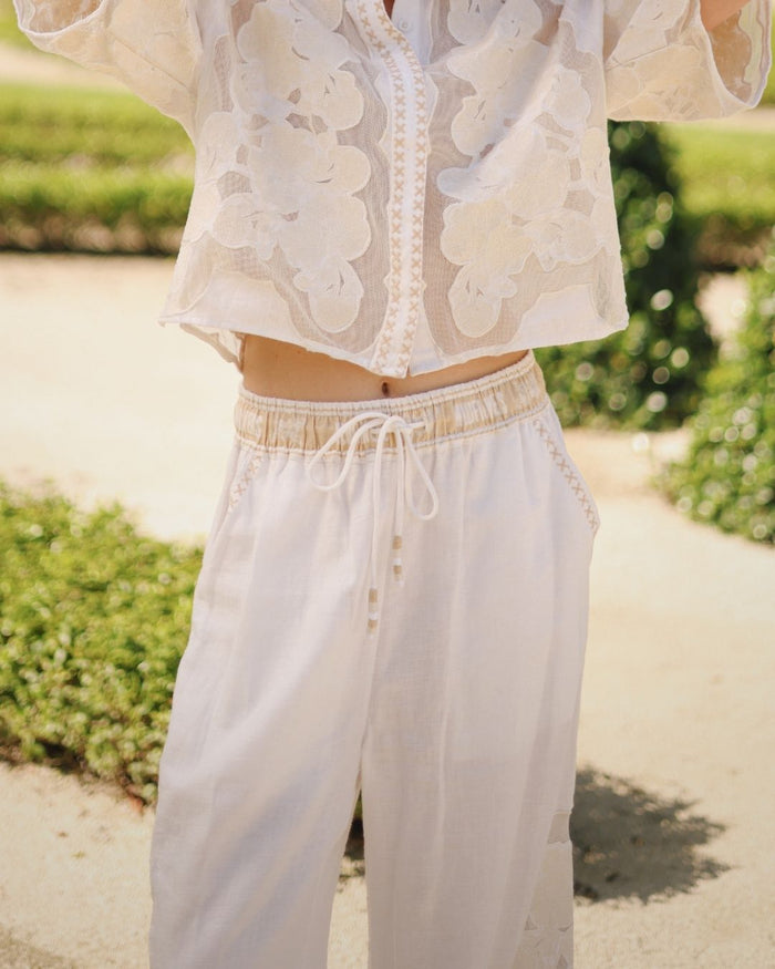 Pant Wild Flower White