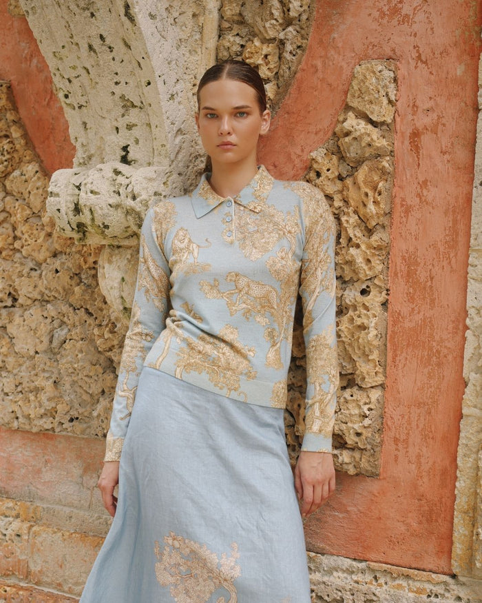 Sweater Cashmere Africa Light Blue