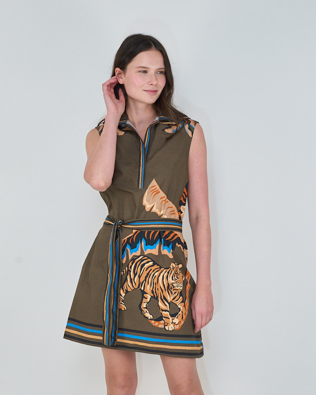 Short Dress Bali Tiger Green