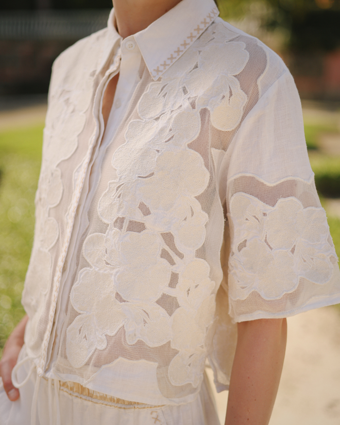 Short Shirt Wild Flower White