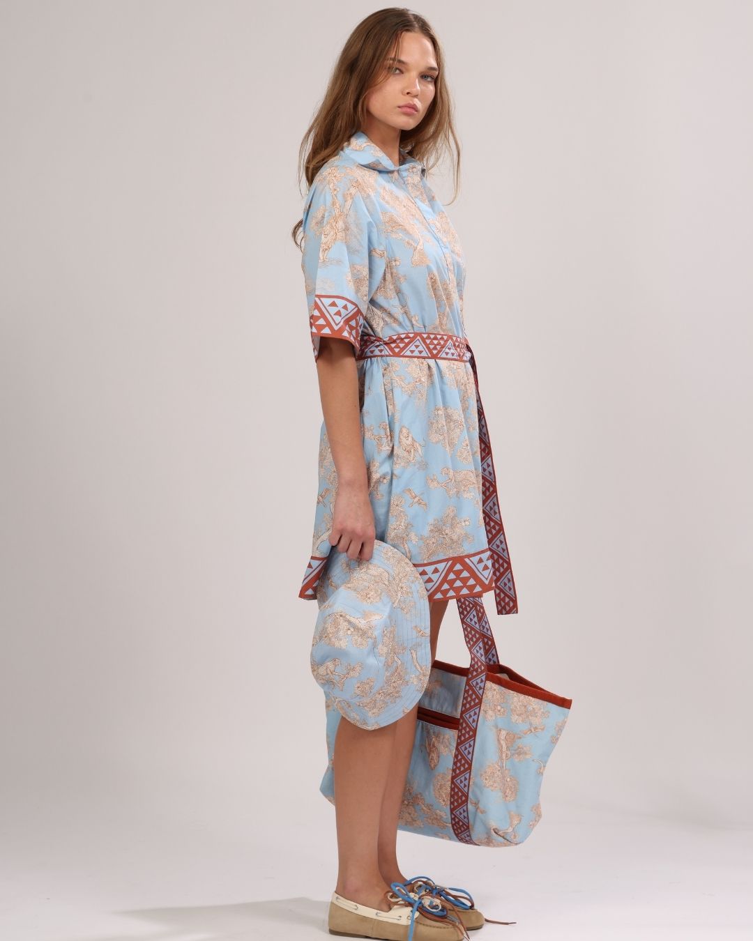 Poplin Short Dress Africa Light Blue
