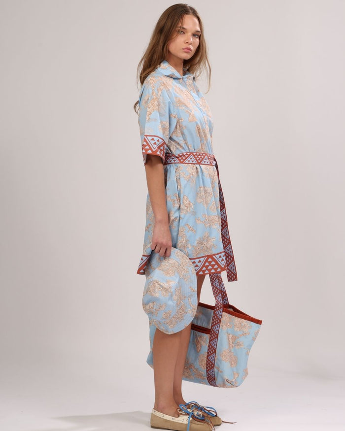 Poplin Short Dress Africa Light Blue