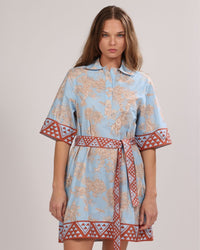Poplin Short Dress Africa Light Blue