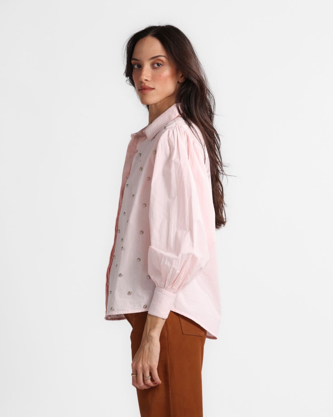 Poplin Shirt Studs Pink
