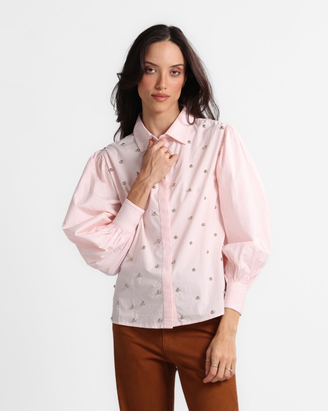 Poplin Shirt Studs Pink