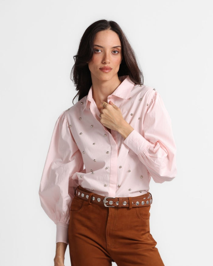 Poplin Shirt Studs Pink