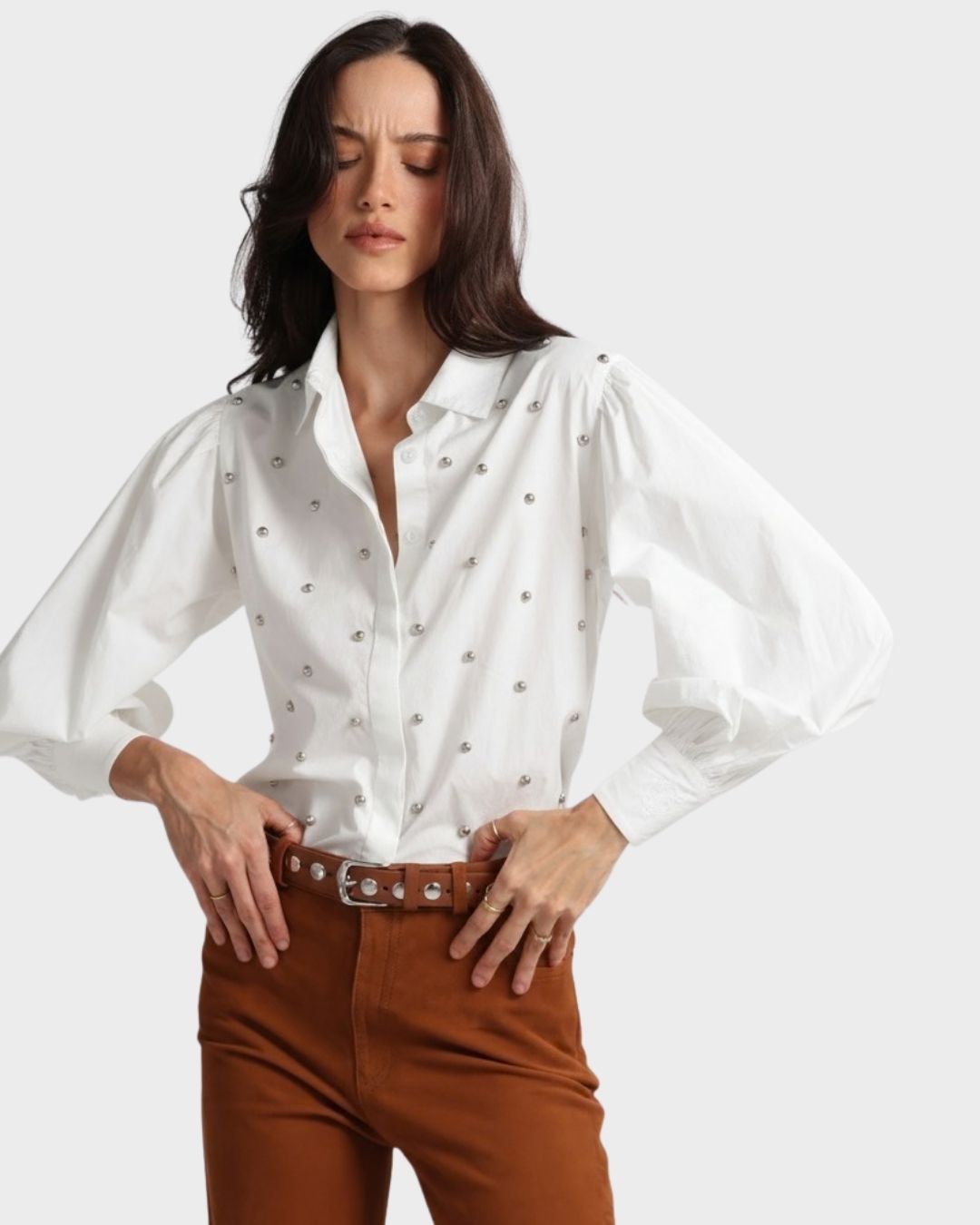 Poplin Shirt Studs White