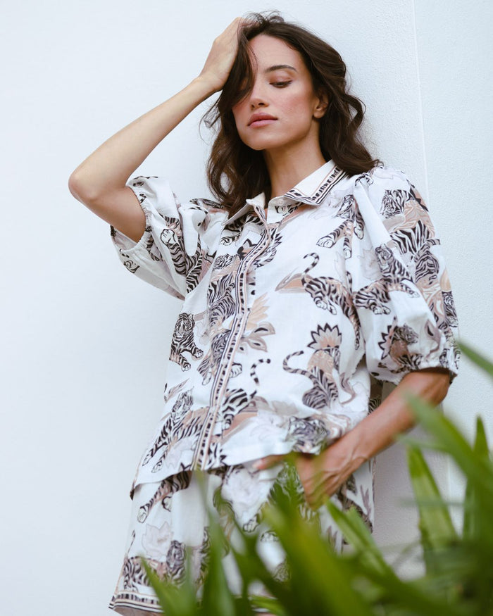 Balloon Shirt Lotus Tiger Ecru