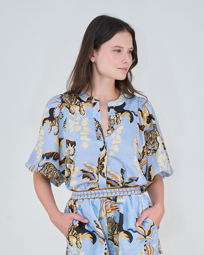 Balloon Shirt Bali Tiger Light Blue