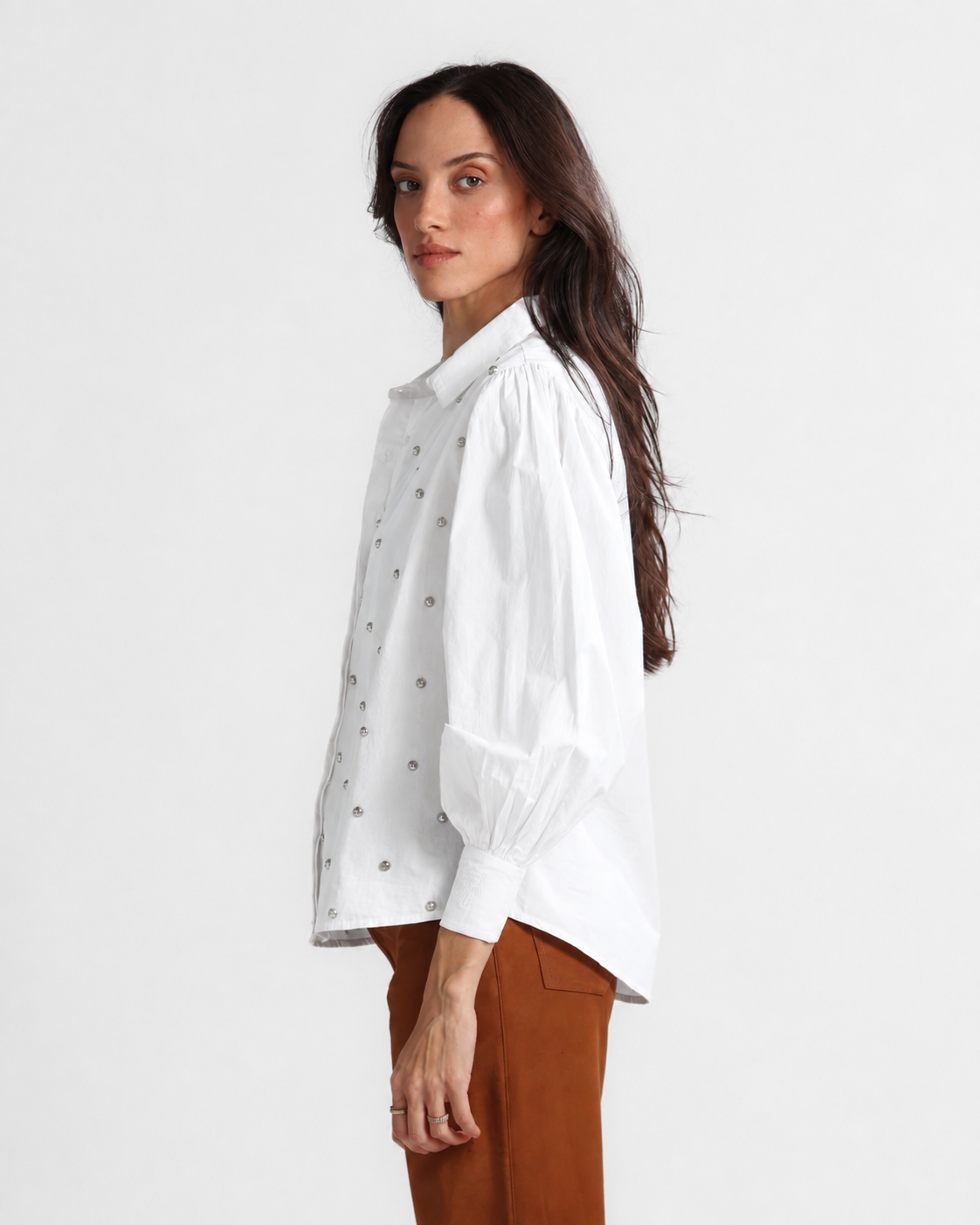 Poplin Shirt Studs White