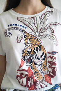 T Shirt Color Tiger White