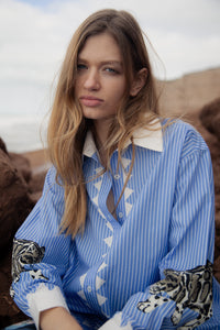 Poplin Shirt Snow Leopard Light Blue