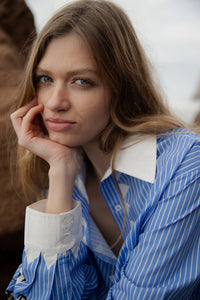 Poplin Shirt Snow Leopard Light Blue