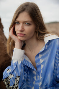 Poplin Shirt Snow Leopard Light Blue