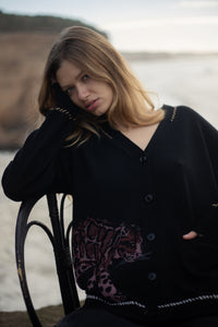Cardigan Snow Leopard Black