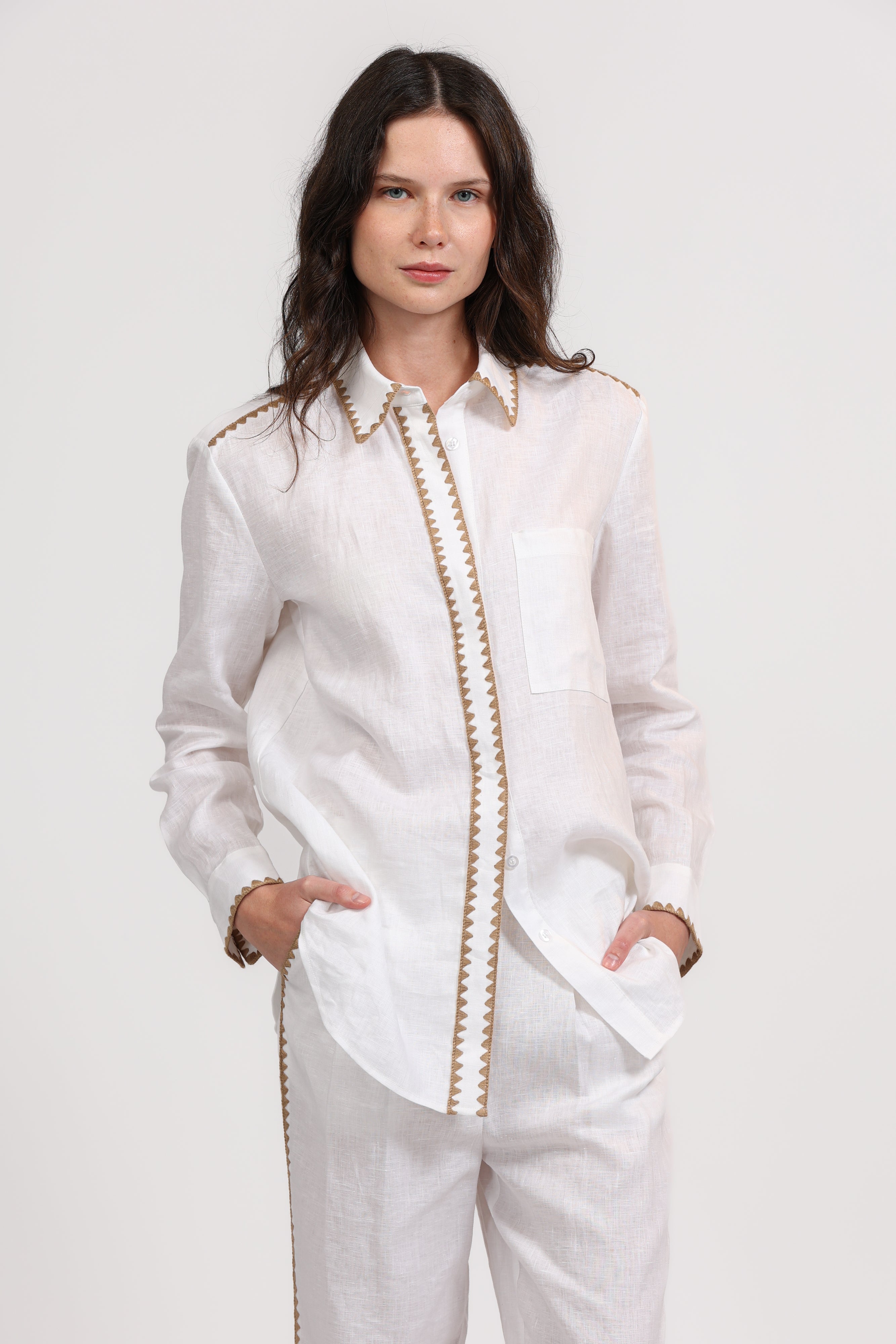 Linen Shirt Mosaico Embroidered