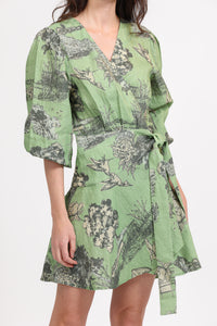 Linen Short Dress Thailand Green