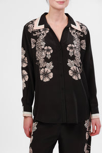 Silk Shirt Blossom Black