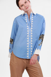 Poplin Shirt Snow Leopard Light Blue