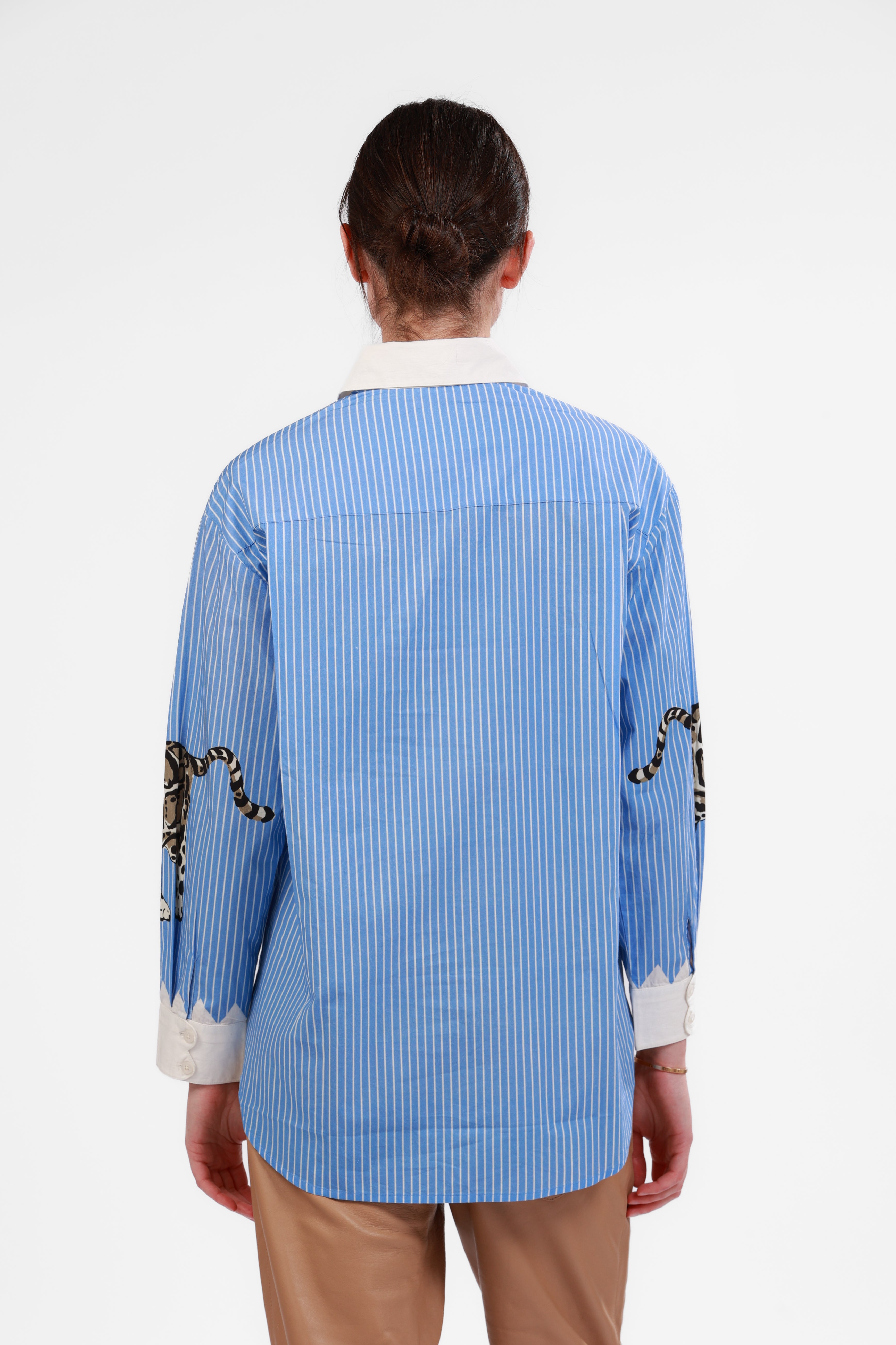 Poplin Shirt Snow Leopard Light Blue