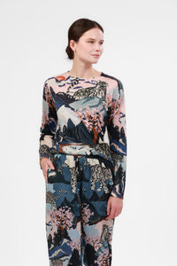 Sweater Cashmere Snow Leopard Blue
