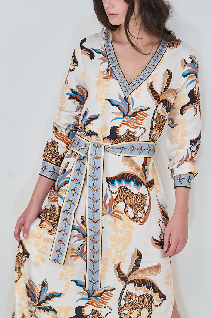 Long Dress Bali Tiger White