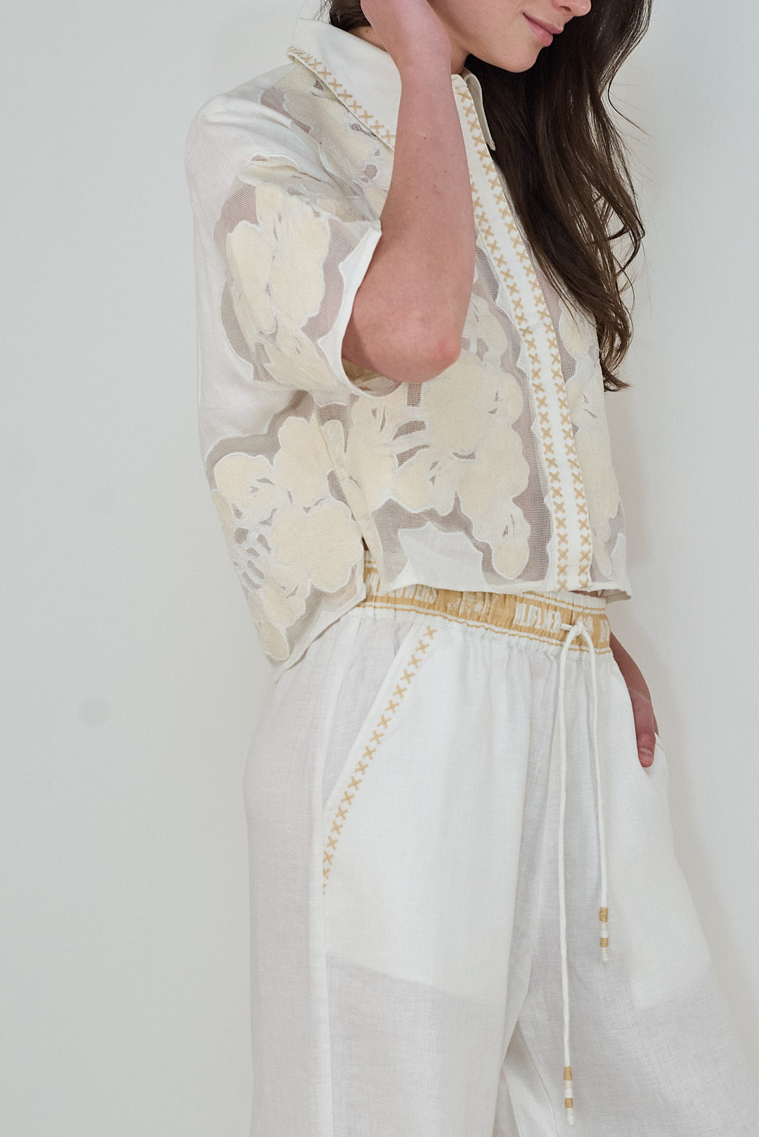 Short Shirt Wild Flower White