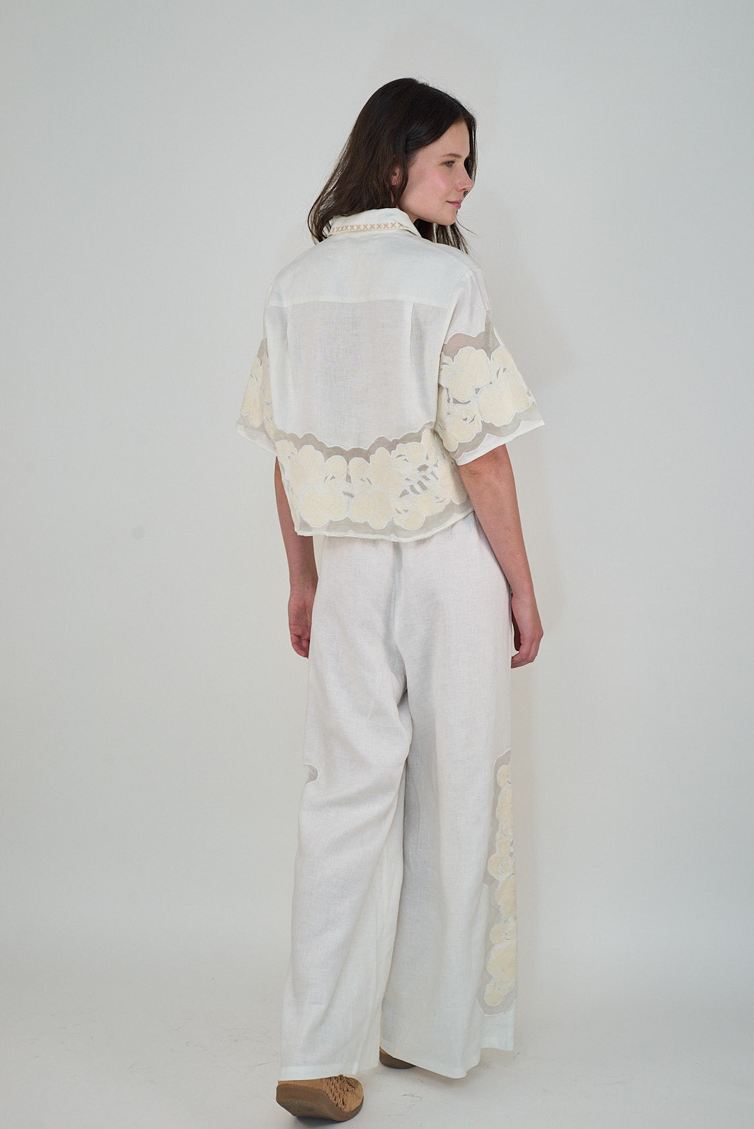 Pant Wild Flower White